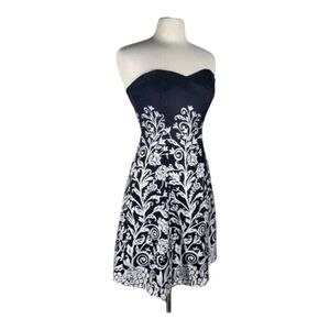 Black House White Market Strapless A-Line Mid 100%Silk Plus Size 16